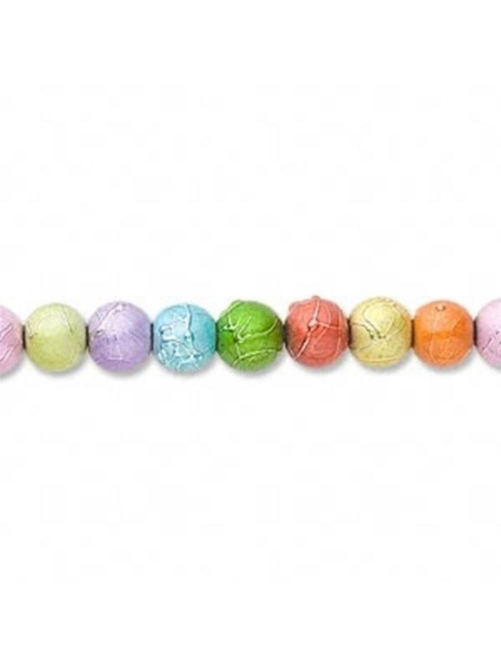 Handcrafted Metallic Paint Drizzle 6mm Round Glass Beads 10 pcs